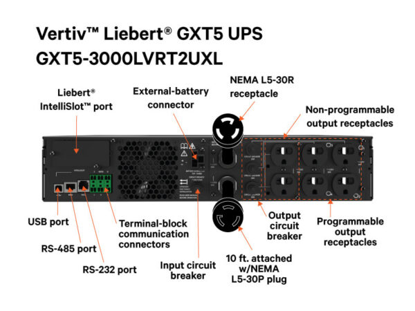 VERTIV UPS LIEBERT 3KVA 120V - 2700 W - 40-70 Hz - GXTRT-3000LVRT2UXL - Imagen 4