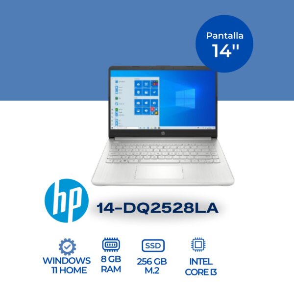 Laptop HP 14-DQ2528LA | Intel Core i3 1115G4 | 8GB RAM | 256GB SSD | 14" | Windows 11