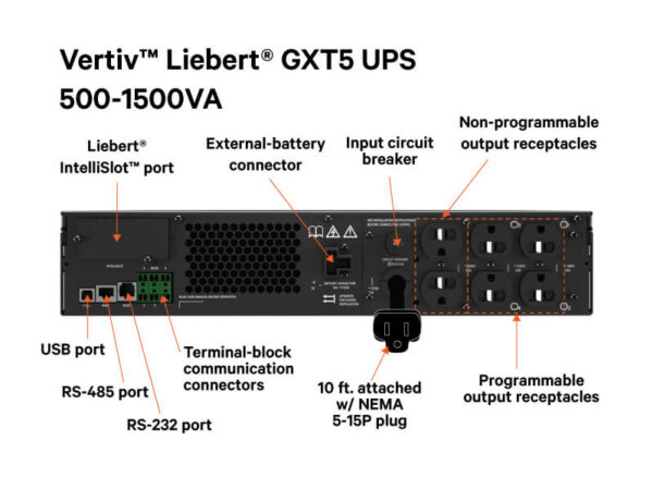 VERTIV - UPS ONLINE LIEBERT 1.5KVA 120V - GXTRT-1500LVRT2UXL - Imagen 4